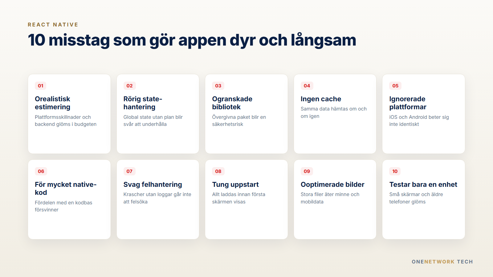 Översikt över tio vanliga misstag i React Native-projekt